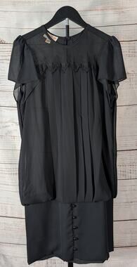 Vintage Diamonds Run Dress Medium Black Sheer Lace Drop Waist Goth Flapper LBD